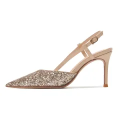 Pointed Glossy Glitter Sandals For Women Outside - Gold - View 1