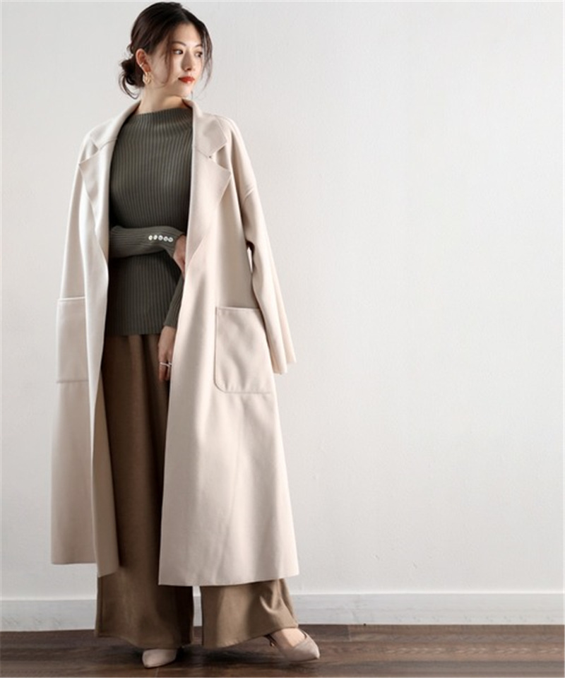 Side Slit Loose And Thin Mid-length Woolen Coat
