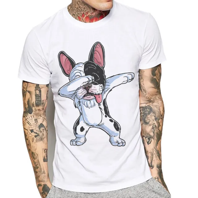 Men's T shirt Funny Dog Print French Bulldog White - Shop at LoveMi