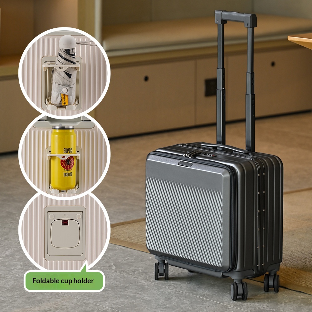 18 Inch Front Open Boarding Case, Contrasting Color Travel Suitcase, 19 Open Box, Leather Suitcase, Multifunctional Suitcase
