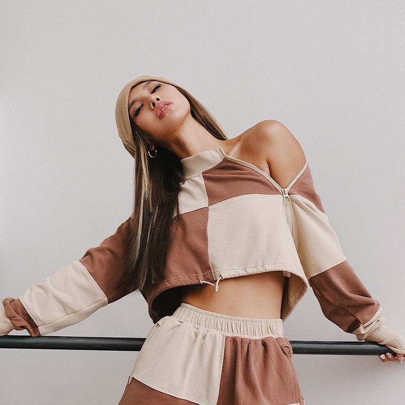 Women's Plaid Series Sports Sweater Beige Sweatshirt - Shop at LoveMi