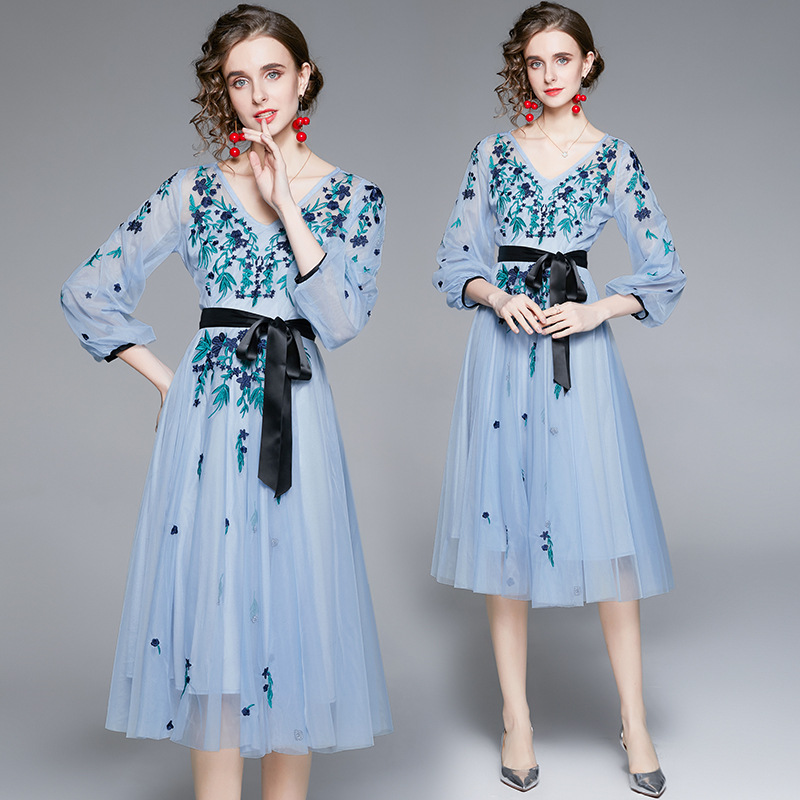 Mesh Embroidered Midi Dress