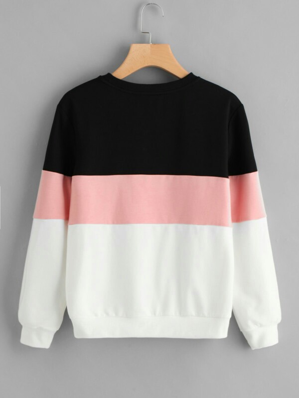 Title 2, Stitching color block sweater long-sleeved top