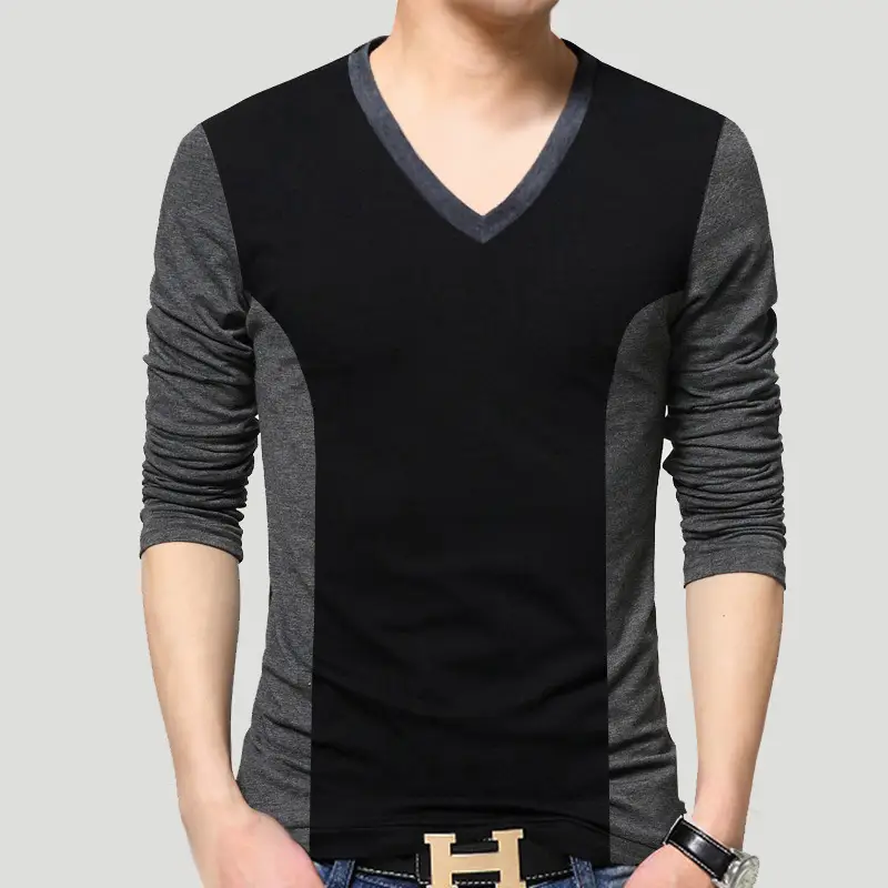 Men's Fashion Casual Collision Color Long-sleeved T-shirt