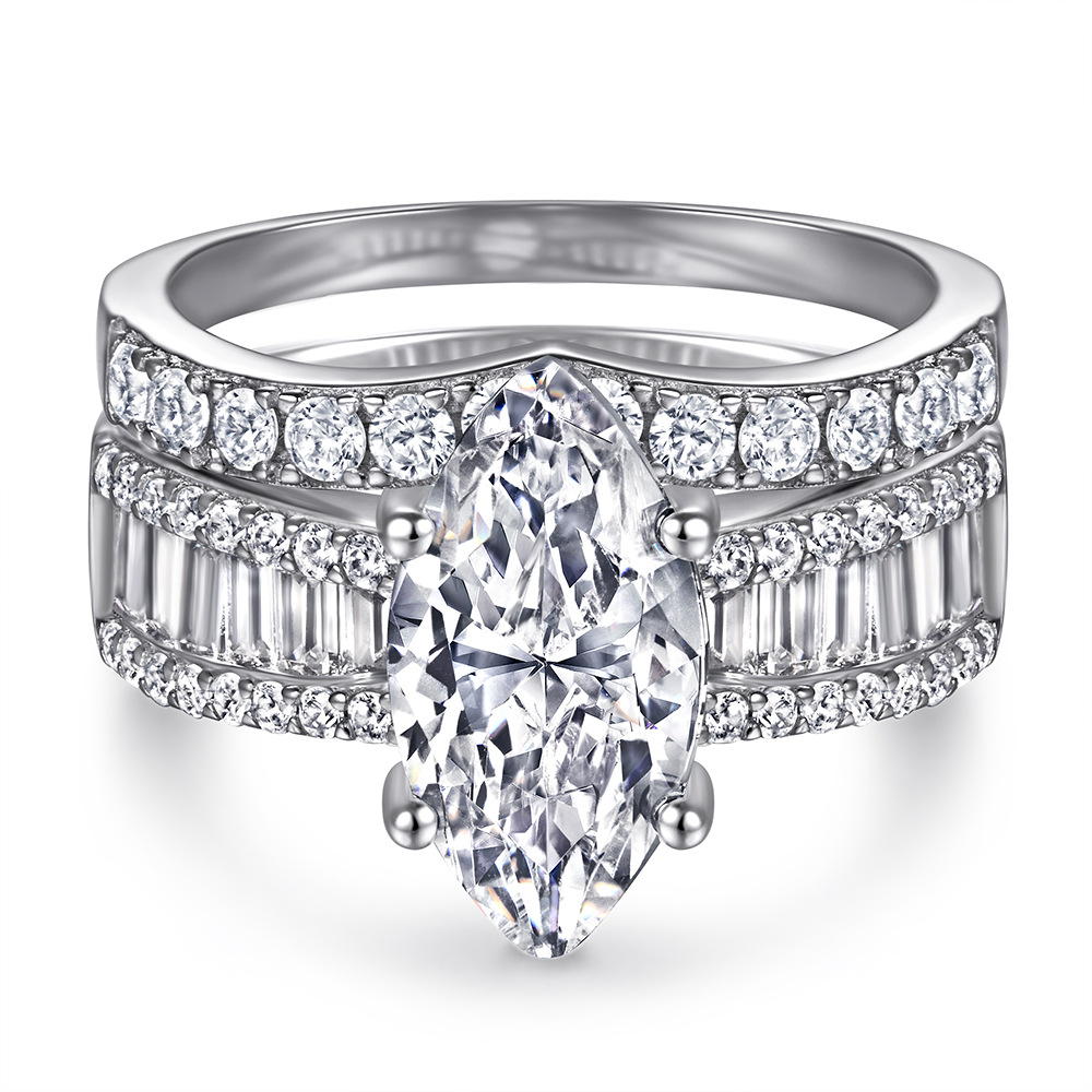 S925 Sterling Silver Ring Ladies Set Ring With Micro-inlaid Zircon