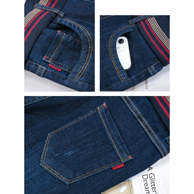 Elastic Waist Autumn And Winter Plus Velvet Padded Jeans