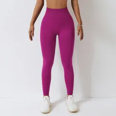 High Waist Tight Seamless Fitness Yoga Pants - Pitaya Color - View 1