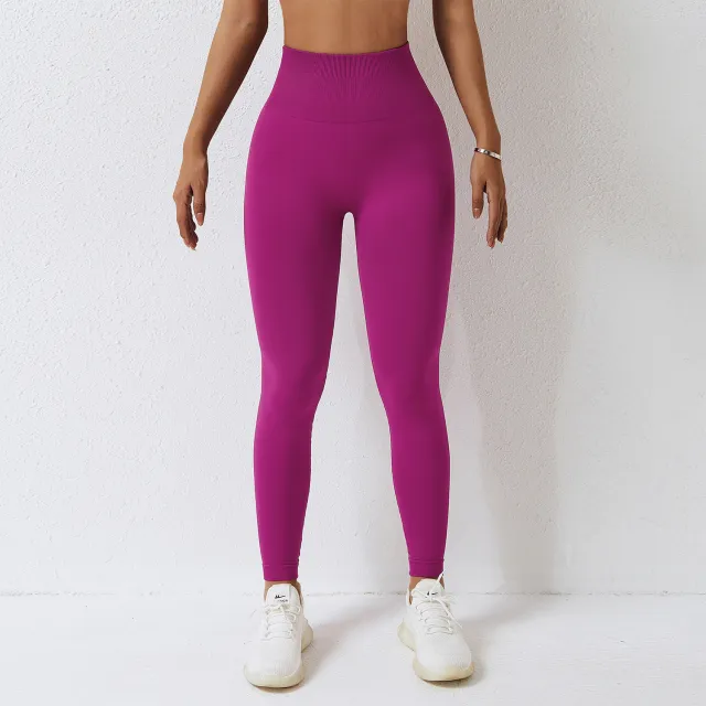 High Waist Tight Seamless Fitness Yoga Pants Pitaya Color - Shop at LoveMi