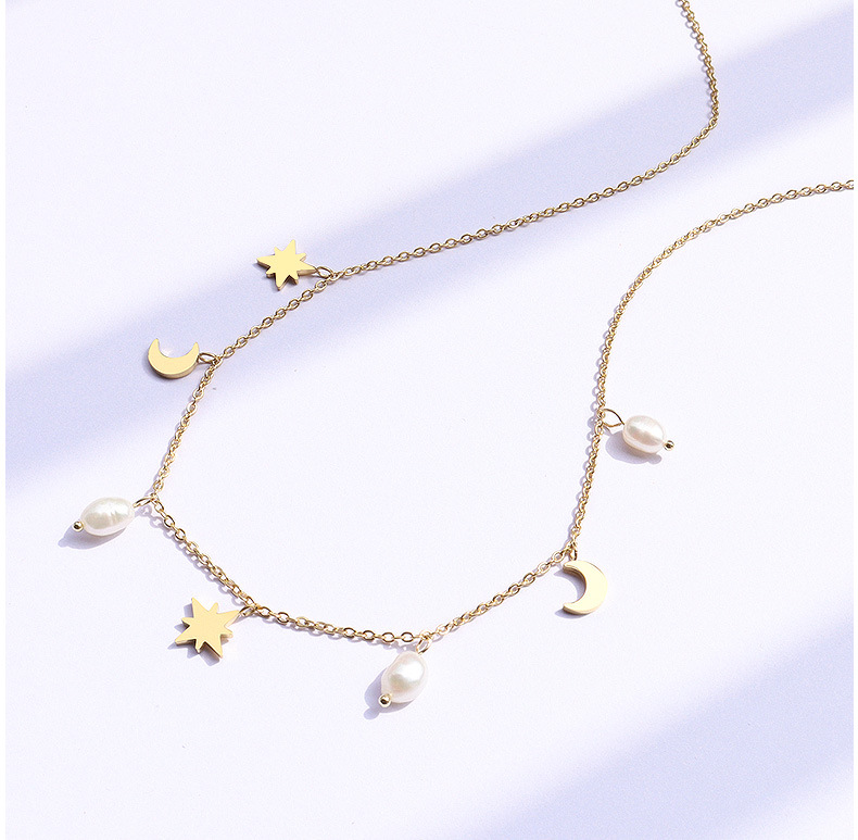 European And American Simple Star Moon Tassel Chain Cold Wind Clavicle Necklace