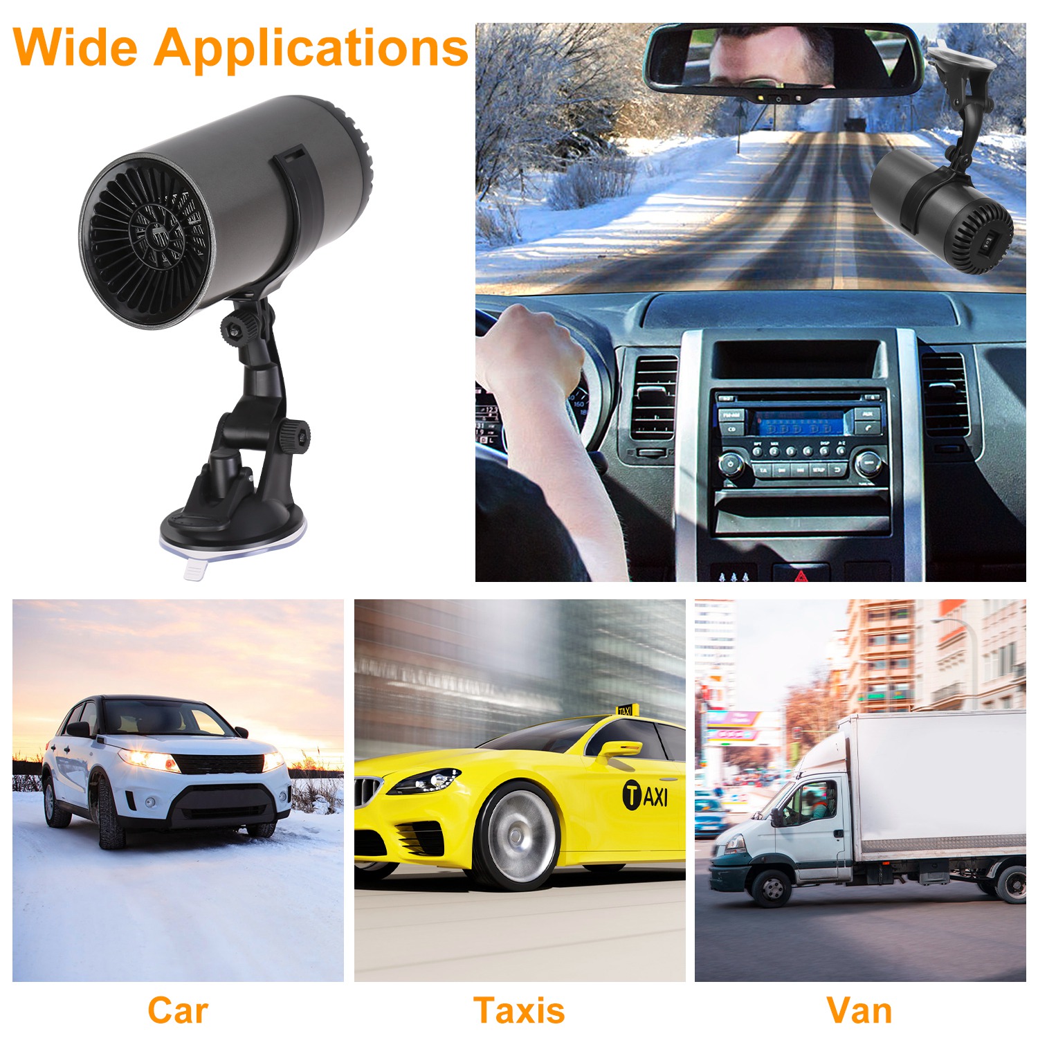 1Pc 12V 150W Or 24V 216W Portable Car Heater 2 In 1 Heating Cooling Fan Rotatable Demister Defroster With 4.92ft Cord — foto 9