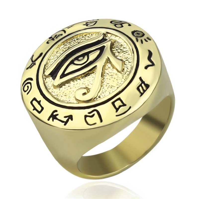 Cross Border Horus Eye Ring European And American Men's Ring Retro Drip Oil