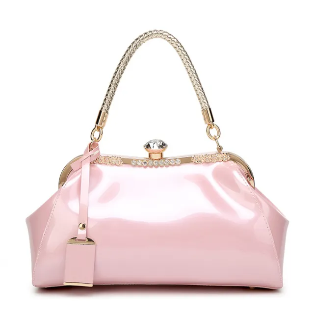 Patent Leather Shiny Handbag Women's One shoulder Diagonal Bag Pink - Shop at LoveMi