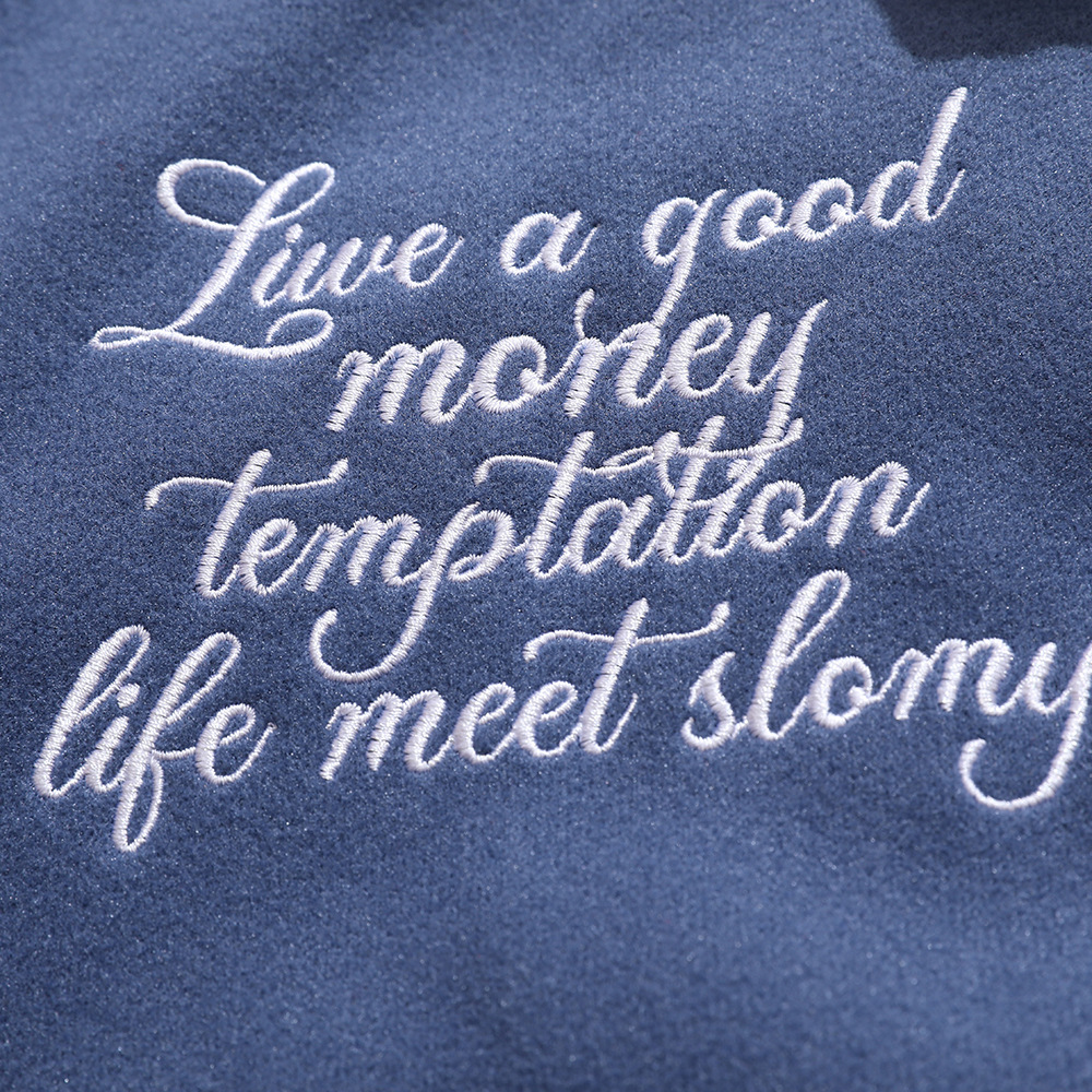 American Punk Flocked Embroidery Letter Contrast Jacket Coat