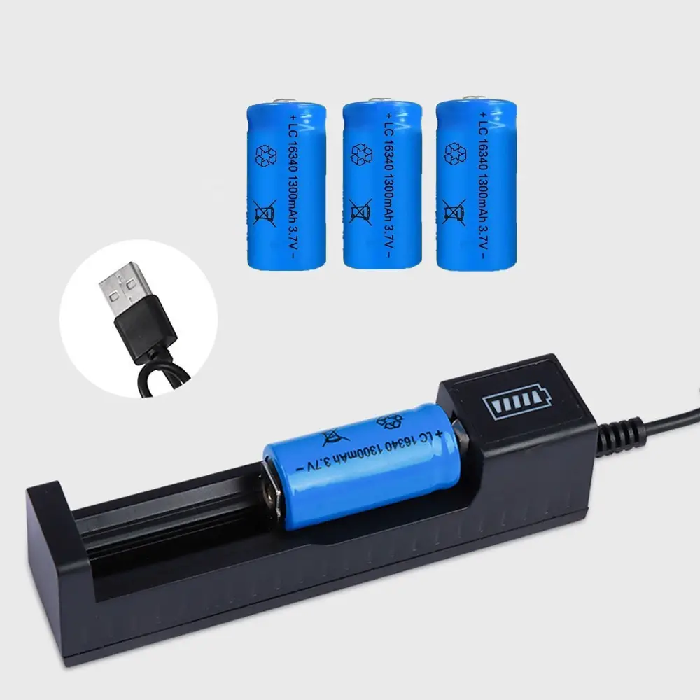 4 Pack 1300 MAh 16340 RCR123A Rechargeable