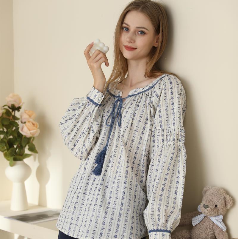 Title 4, Pyjamas Women Korean Version Striped Round Neck...