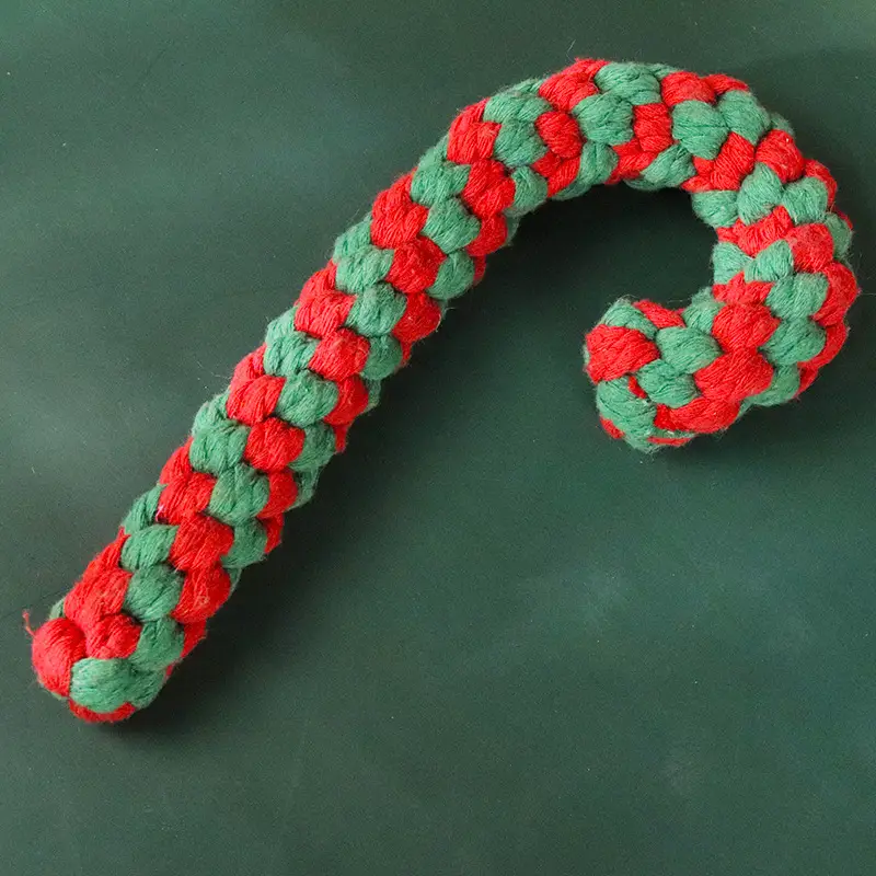 Christmas Pet Cotton Rope Cane Toy Set Bite-resistant Molar Interactive Dog Toy Teeth Clean Festive Toy For Small Medium Dogs