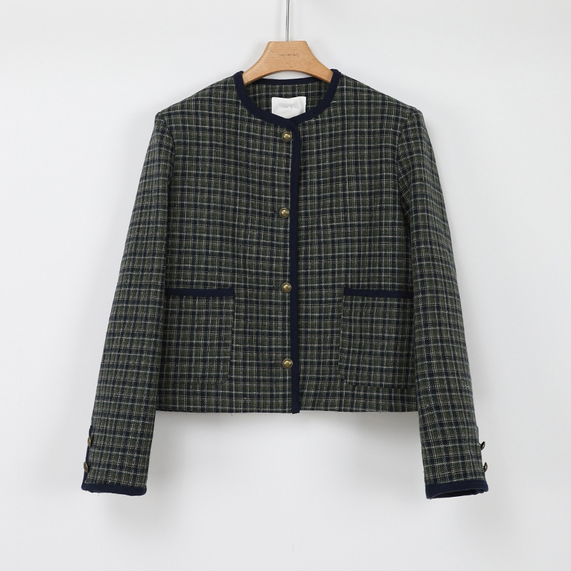 Loose Plaid Small Fragrant Long Sleeve Jacket
