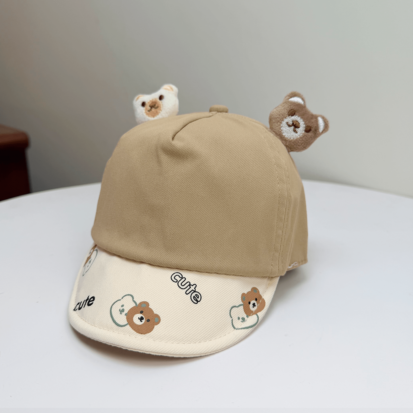 Korean-style Patchwork Printed Lettering Soft Brimmed Baseball Cap With Three-dimensional Plush Bear Ears And Baby Style Cap 5
