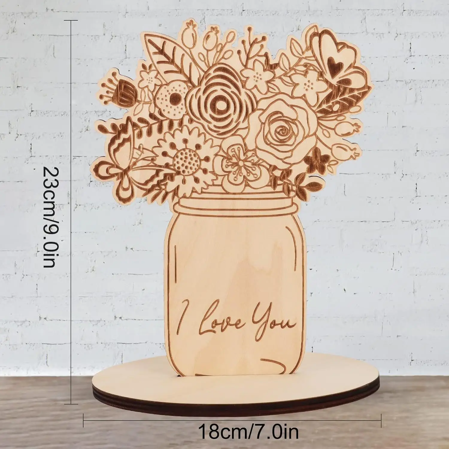 Log DIY Painted Vase Flower Ornaments Laser Engraving Wooden Flower Arrangement Crafts Mother's Day Handmade Gifts Desktop Decoration