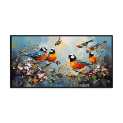 Hand Painted Animal Oil Painting Bird Kawaii Canvas Modern Abstract Magpie Trendy Art Picture Wall Simple Living Room Home Decor - Without Inner Frame - View 1