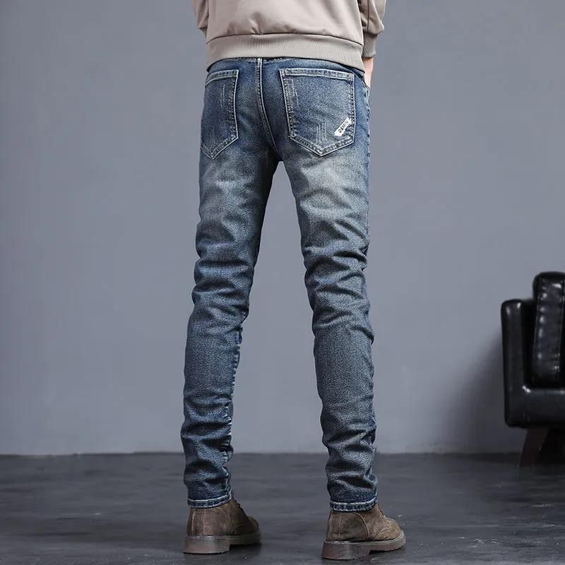 Title 10, Heren jeans gewassen, slim straight stretch voo...