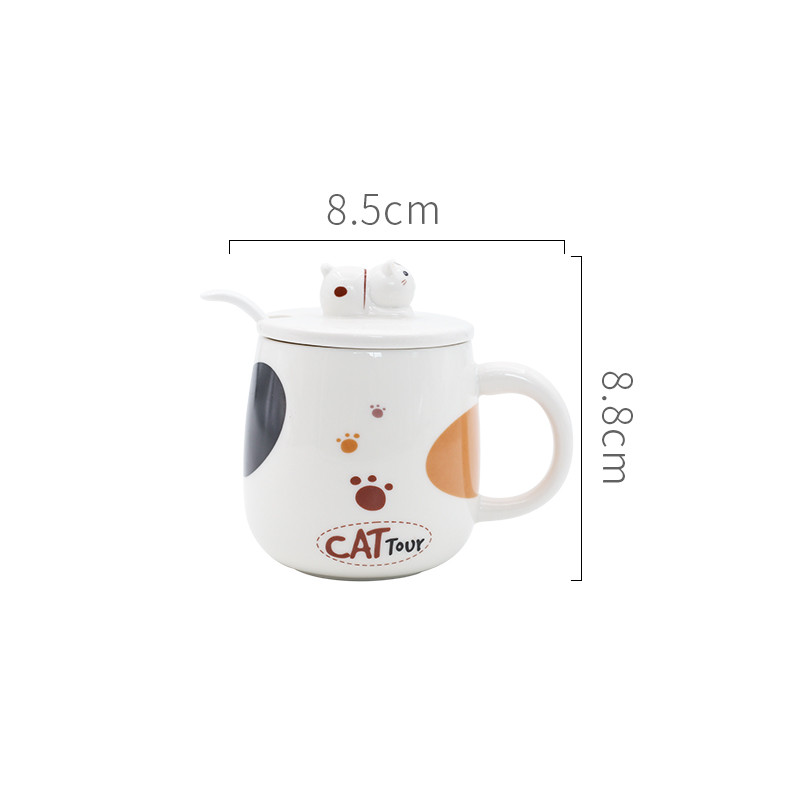 Title 8, Cartoon Ceramic Cat Mug With Lid And Spoon Simp...