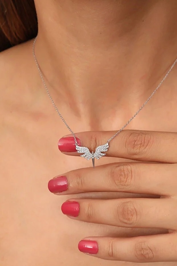 925 Sterling Silver Archangel Michael Necklace With White Stone For Women