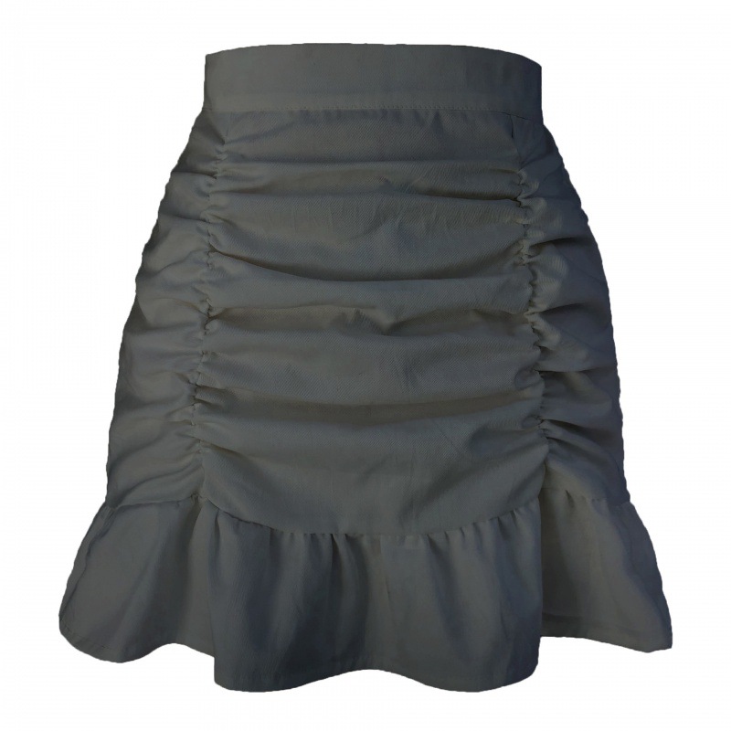 Solid Color Frilly Flounces Zipper Skirt High Fanny Butt Fishtail Skirt