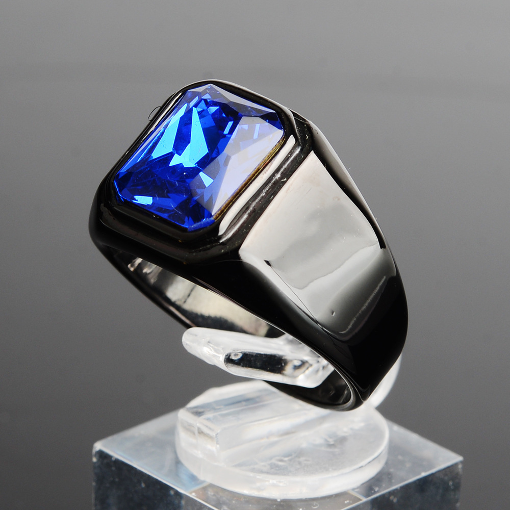 Title 2, Artificial Zircon Electric Black Gold Stainless...