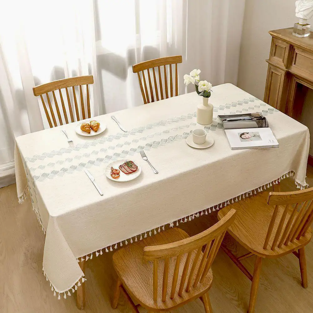 Cotton Linen Tablecloth Farmhouse Decor Waterproof Table