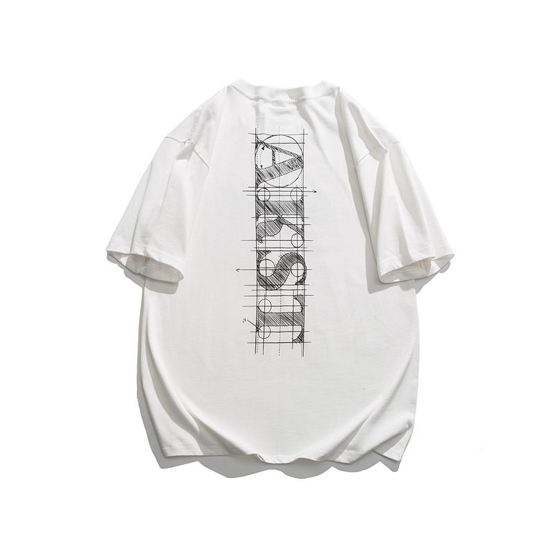 Title 5, Letter Loose Round Neck Half Sleeve