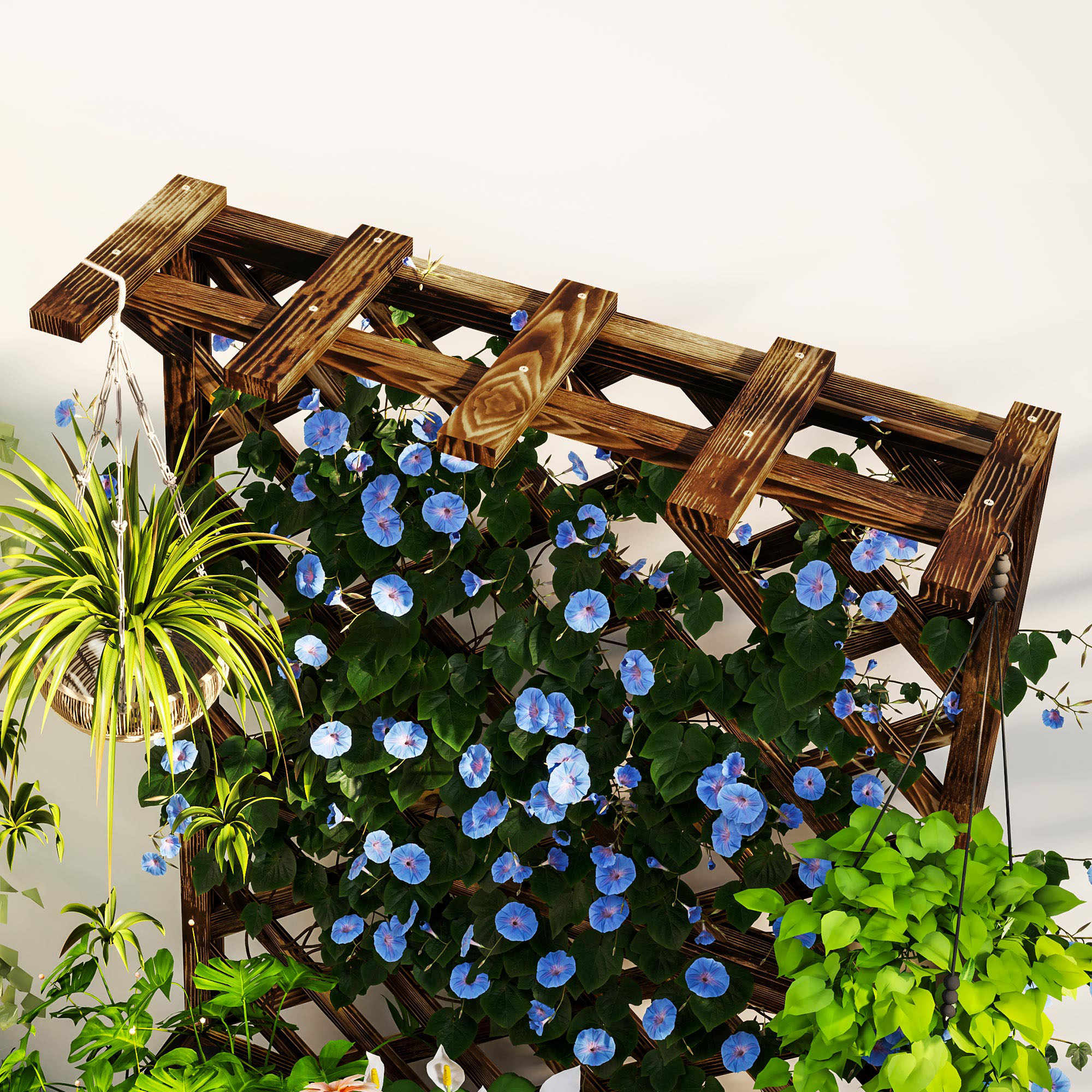 Wooden Flower Pot With Rack, Independent Elevated Garden Bed Drainage Holes — image 11