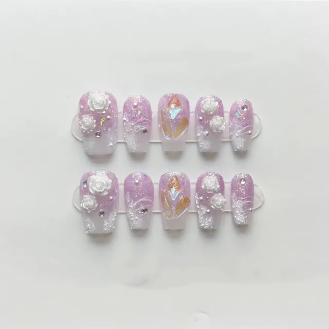 Phototherapy White Series Gypsum Gel Camellia Wearing Nail Enhancement Ice Jade Fat Crushed Diamond - Shop at LoveMi