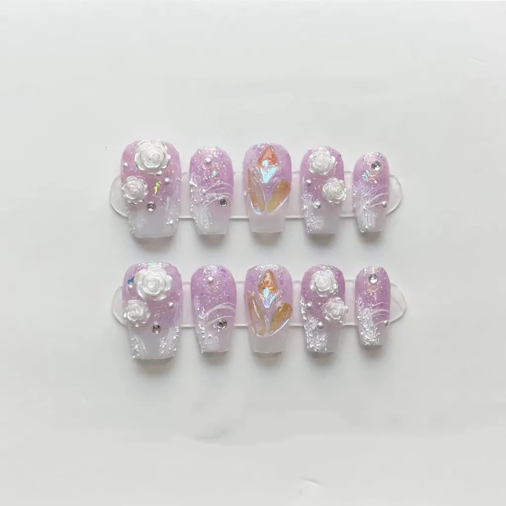 Phototherapy White Series Gypsum Gel Camellia Wearing Nail Enhancement - Ice Jade Fat Crushed Diamond