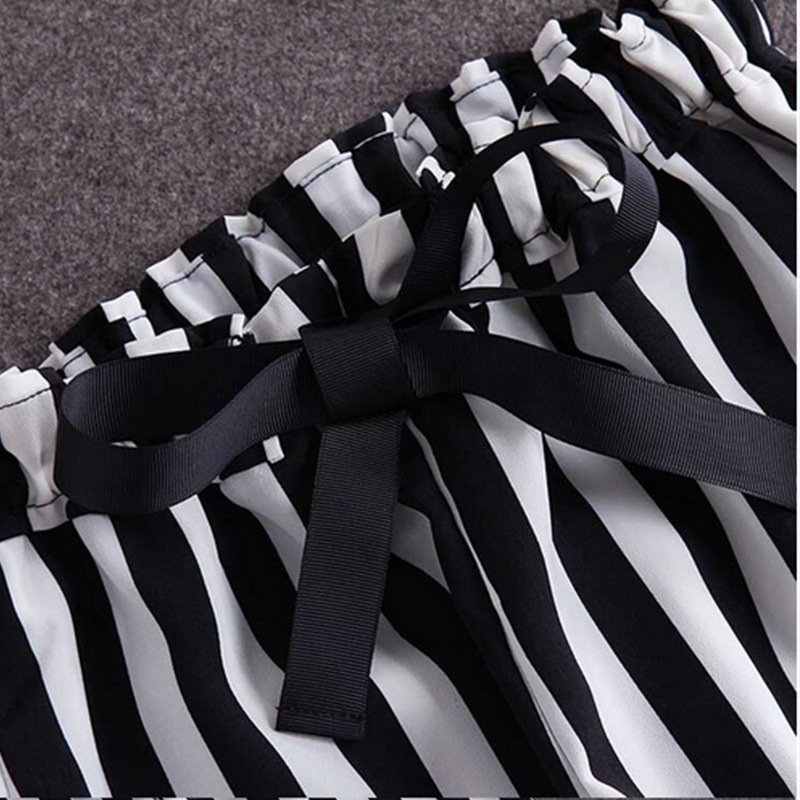 Temperament Two-piece Short-sleeved T-shirt Women's Vertical Stripes