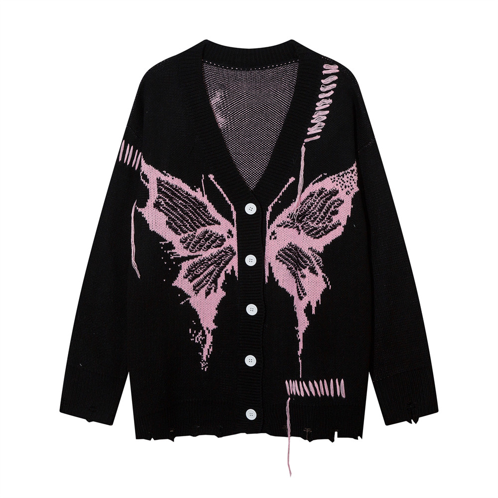 Title 10, Trendy Design Butterfly Jacquard Cardigan Sweat...