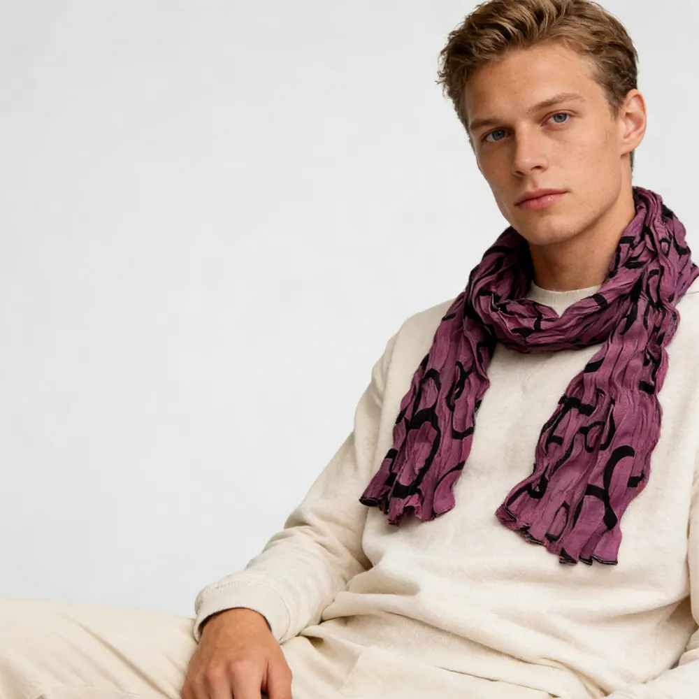 Hot P Ink Scarf, crinkle Texture Adds
