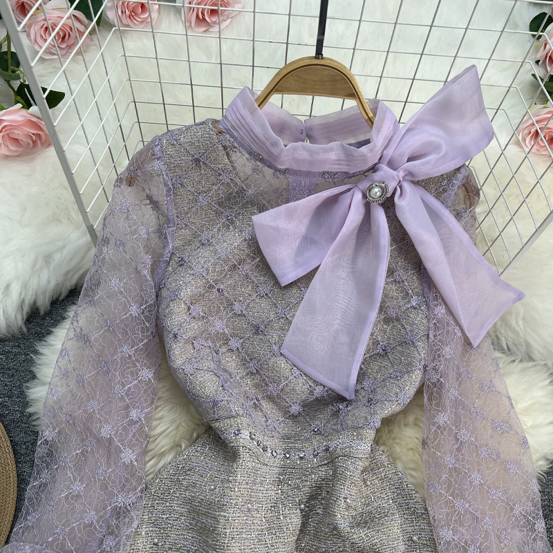 Women's Temperament Bubble Long Sleeve Dress