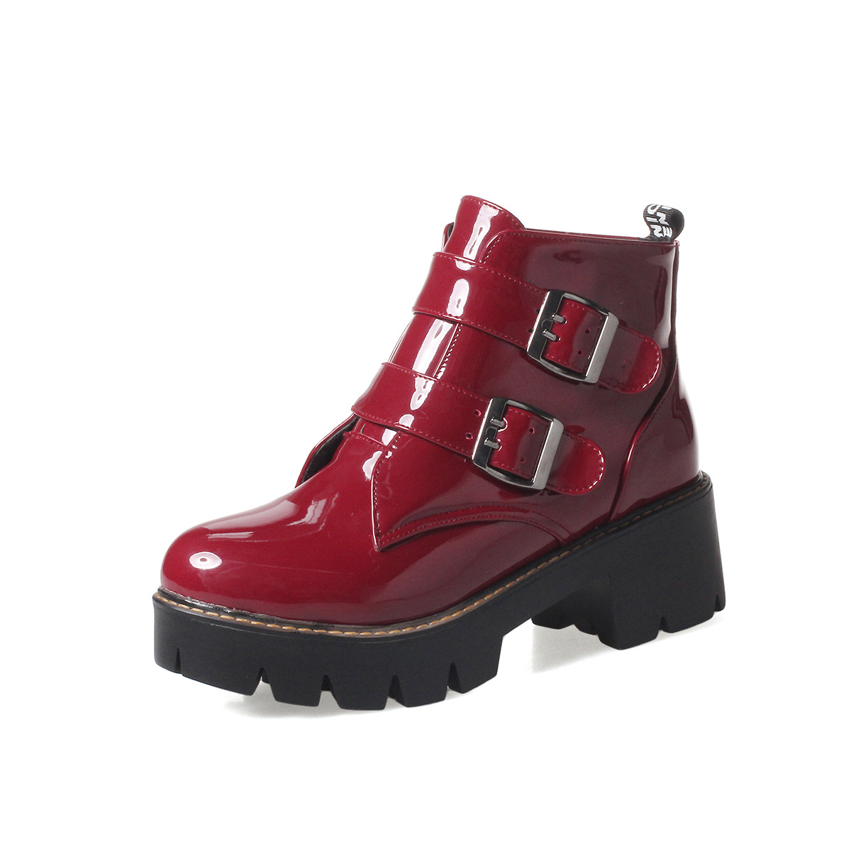 College Style Women's Boots With Square Heel Mid-heel Low-top Martin Boots