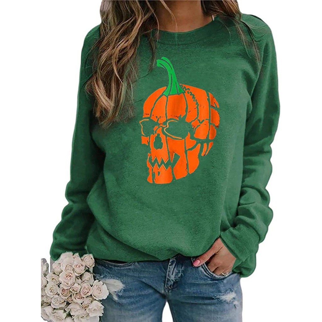 Halloween Printed Casual Loose Pullover Long Sleeve