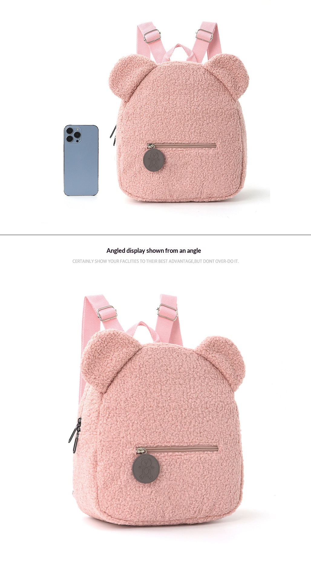 Plush Backpack 2025 New Popular Fashion Casual Ear Teddy Bear Backpack Cartoon Children's Backpack-1087 Brown