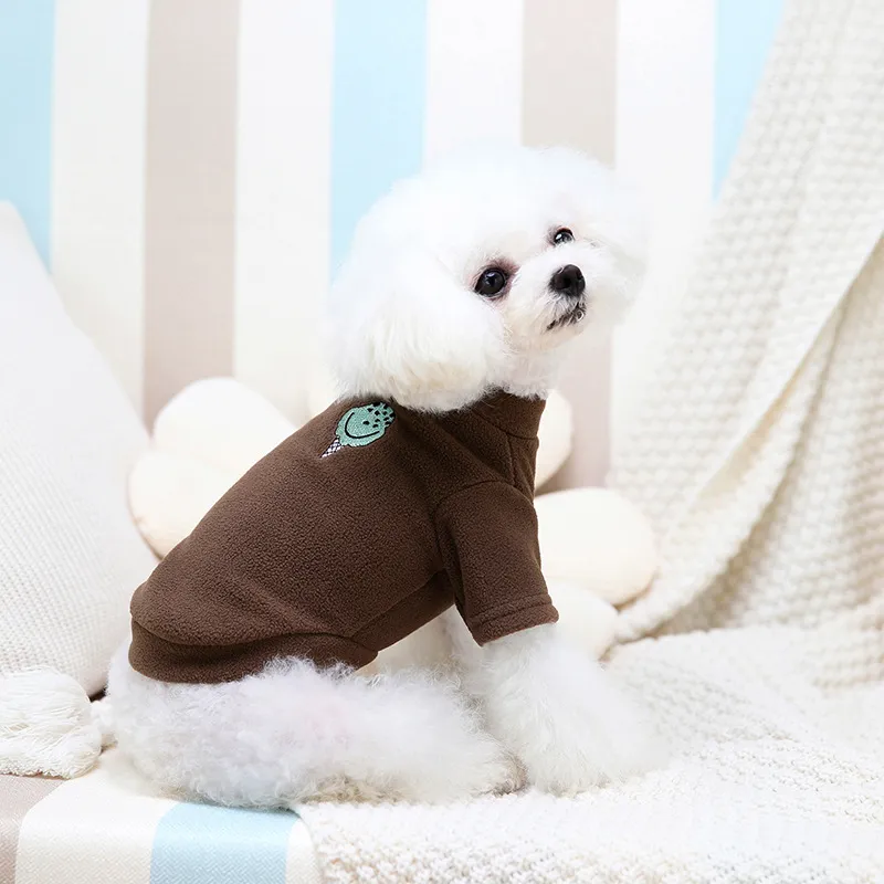 Medium-sized Dog Restaurant Two-legged Fleece Pet Clothes - Brown