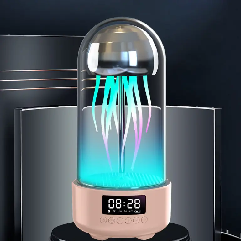 Creative 3in1 Colorful Jellyfish Lamp with Clock Luminous Portable Stereo