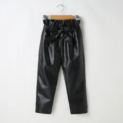 New Spring And Autumn Korean Fashion Trendy Women's Leather Trousers - Black - View 1