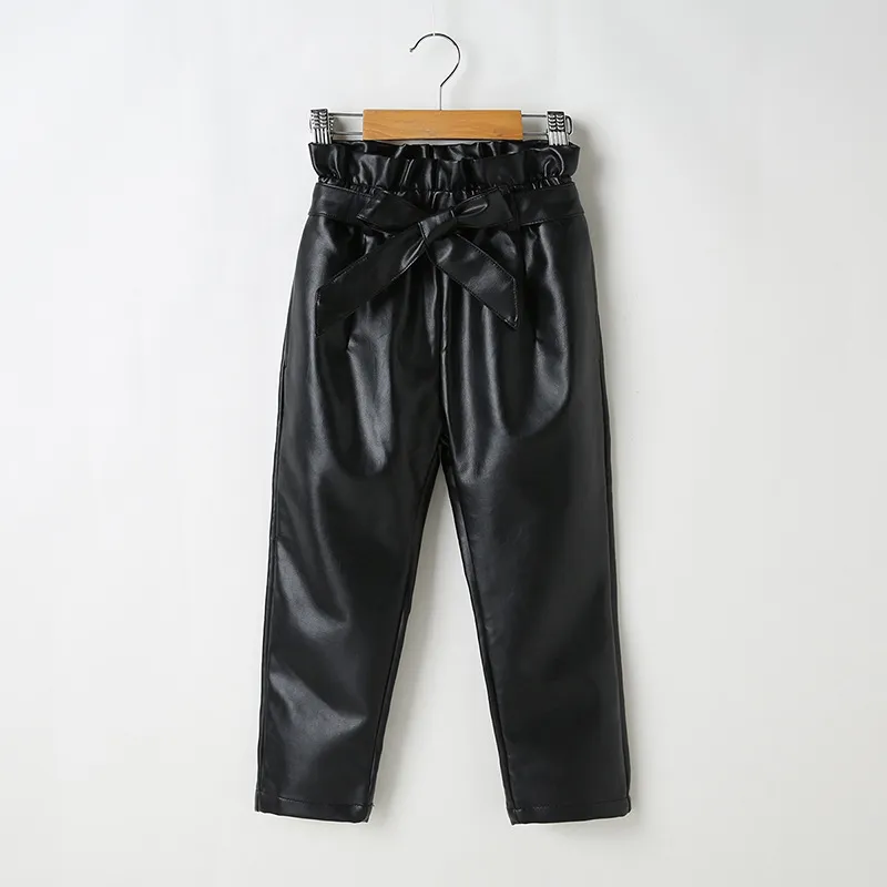 New Spring And Autumn Korean Fashion Trendy Women's Leather Trousers - Black