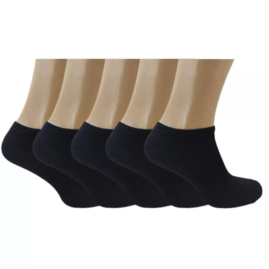 5 Pairs Low Cut White Socks Everyday Socks For Men And Women Size 6 8 - Black