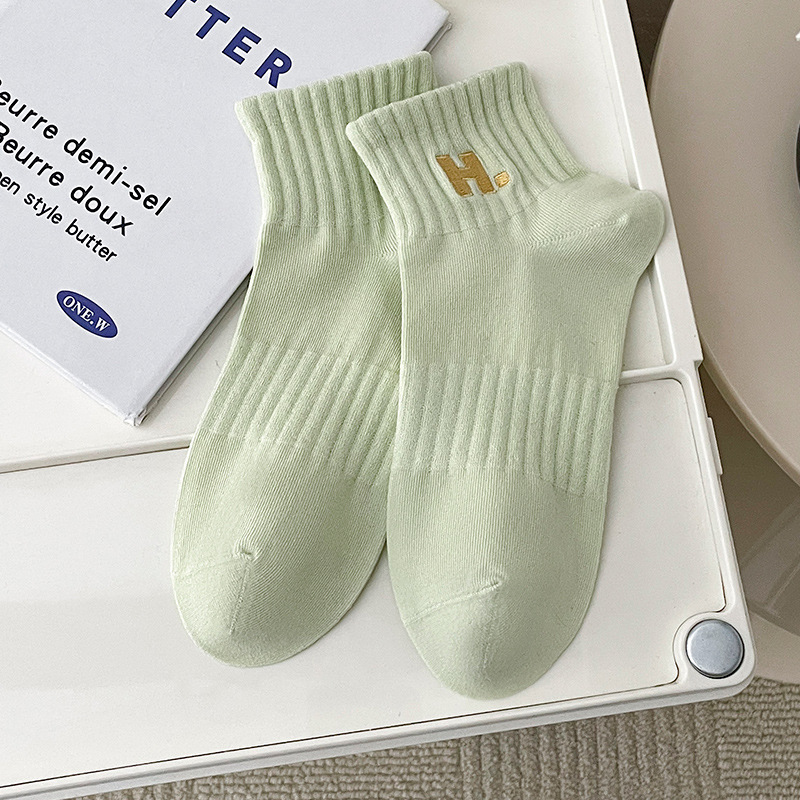 Girls' Cotton Embroidered Socks Deodorant Green - Shop at LoveMi