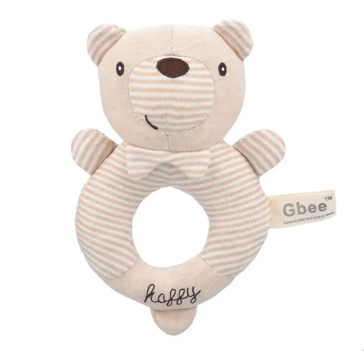 Baby Rattle Plush Early Education Animal Toy Round Rattle Stick Baby Soothing Toy