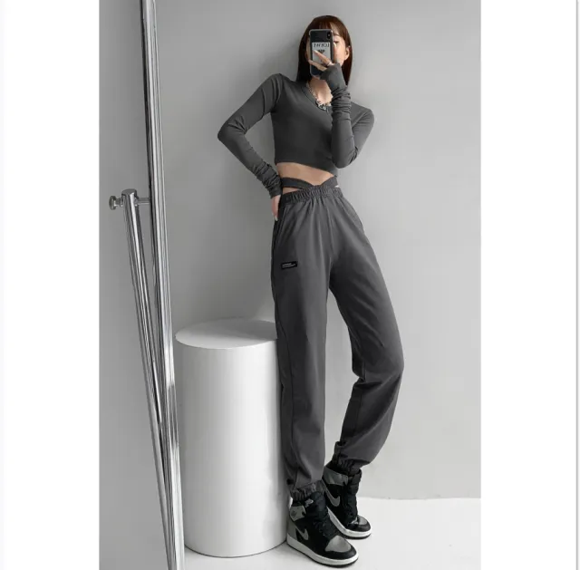 Women High End Elastic Waist Sports Pants Grey - Shop at LoveMi