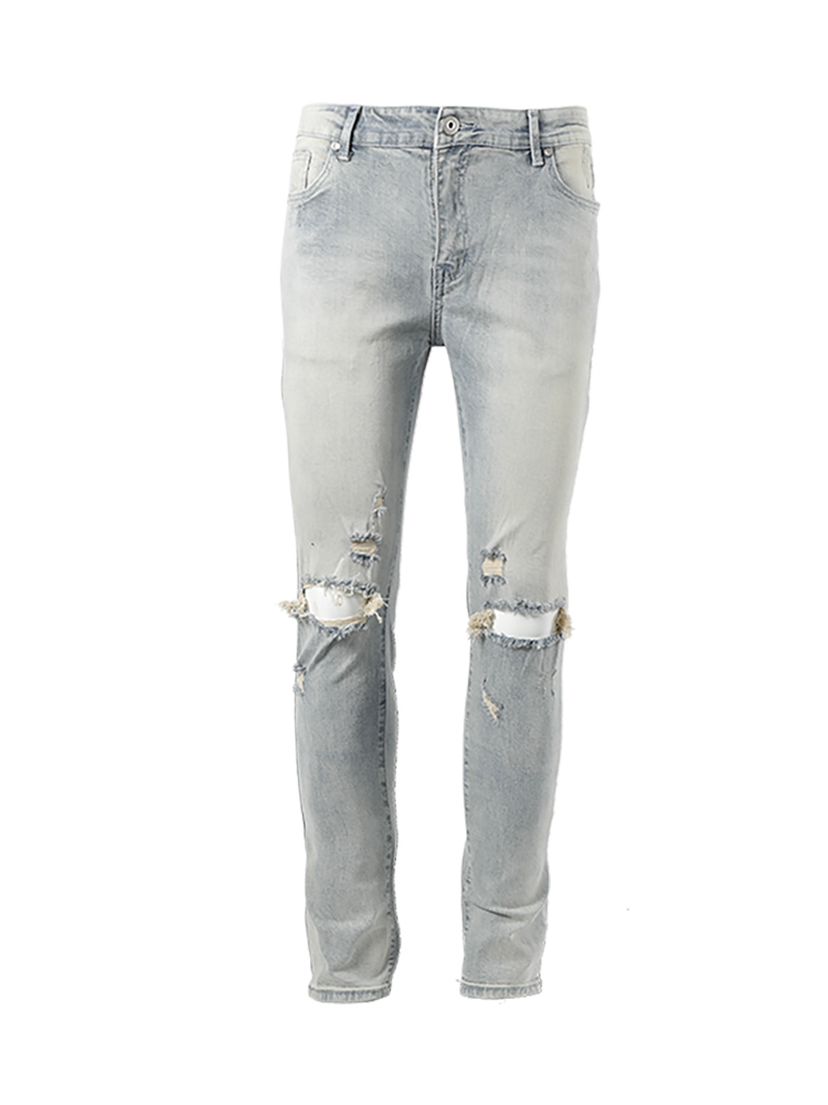 Title 3, Ripped washed yellowed slim-fit jeans, perfect ...